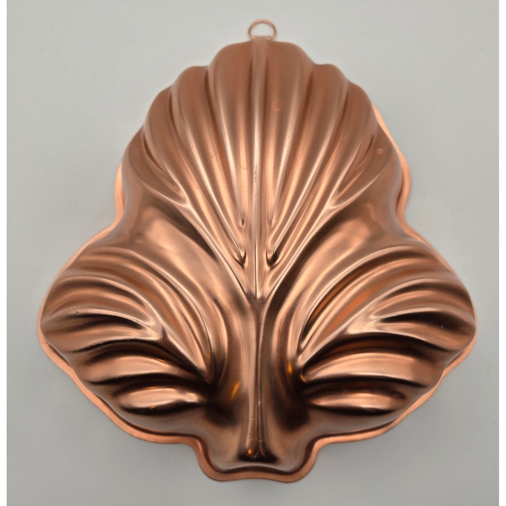 Vintage Copper Wall Mold Shell Tulip Fan 6 Cup Kitchen Decor Hanging Bakeware